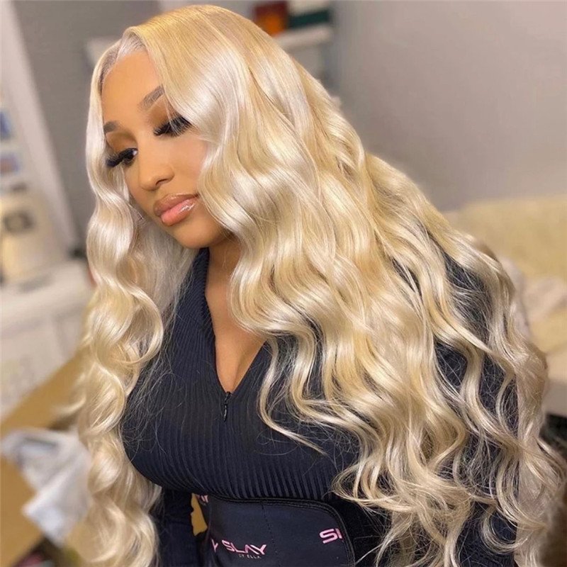 #613 Body Wave Lace Front Wigs Human Hair With Baby Hair Brazilian Virgin Hair Blonde Transparent Lace Front Human Hair Wigs - Image 3