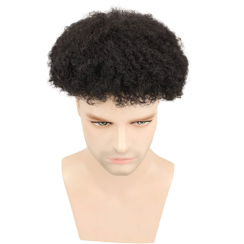 Afro Men's Toupee Wig 360 Wave Hairpiece 100% Human Hair Replacement Toupee for African American 10x8 Base Size Natural Black Color - Image 4