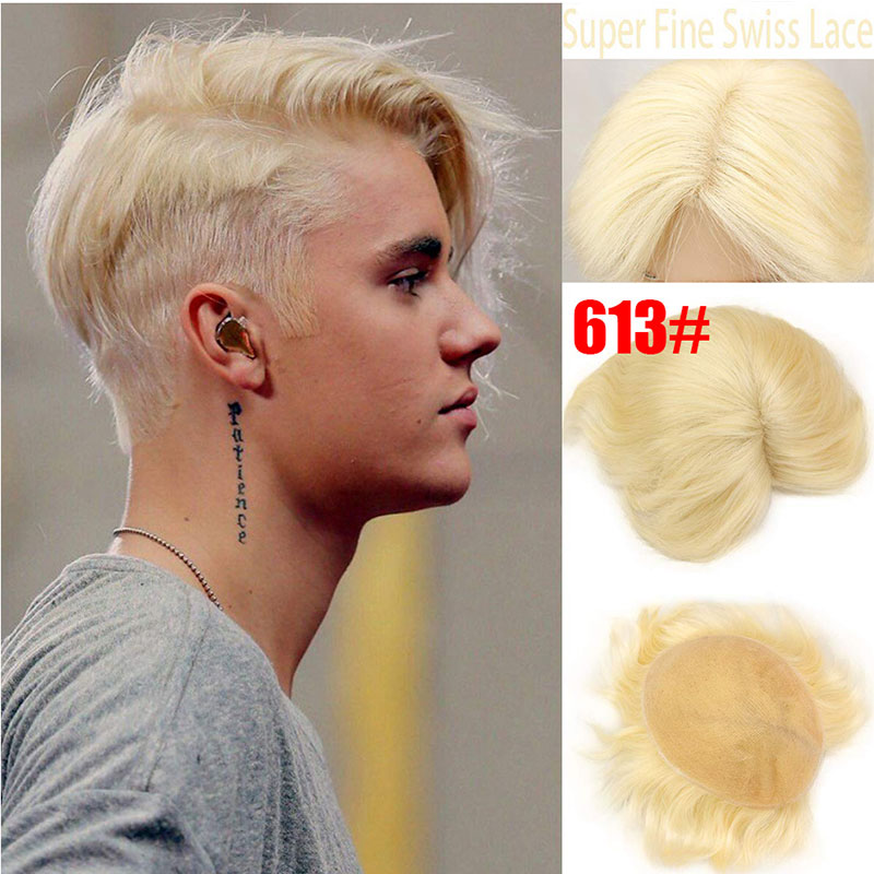 Pwigs Hairpiece Full French Lace Mens Toupee Bleached Knots Men Toupee Human Hair Wig Indian Remy Hair System Breathable 8x10 Toupee 18# Color - Image 40