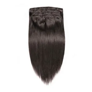 Alternative view of Silky Straight Human Hair Clips in Hair Extension Brazilian Natural Color Human Hair