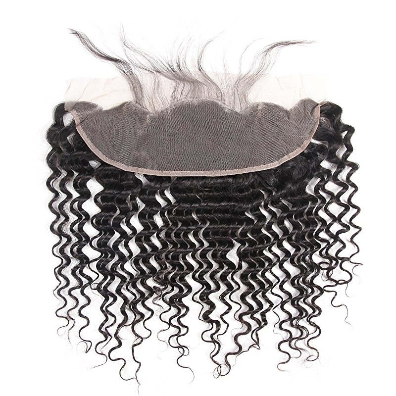 Brazilian Deep Wave Hair Bundles with Frontal Closure 13x4 Ear to Ear Pre Plucked Free Middle Three Part Sew in Human Wigs Lace Frontal - Image 4