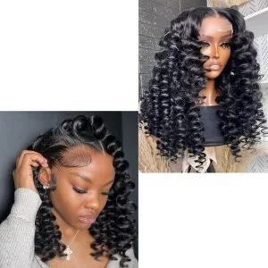 13x6 Lace Front Wig Loose Deep Curly Brazilian Human Hair Wigs 180% Density 13x4 Lace Wigs For Black Women Natural Color Natural Hairline with Baby Hair