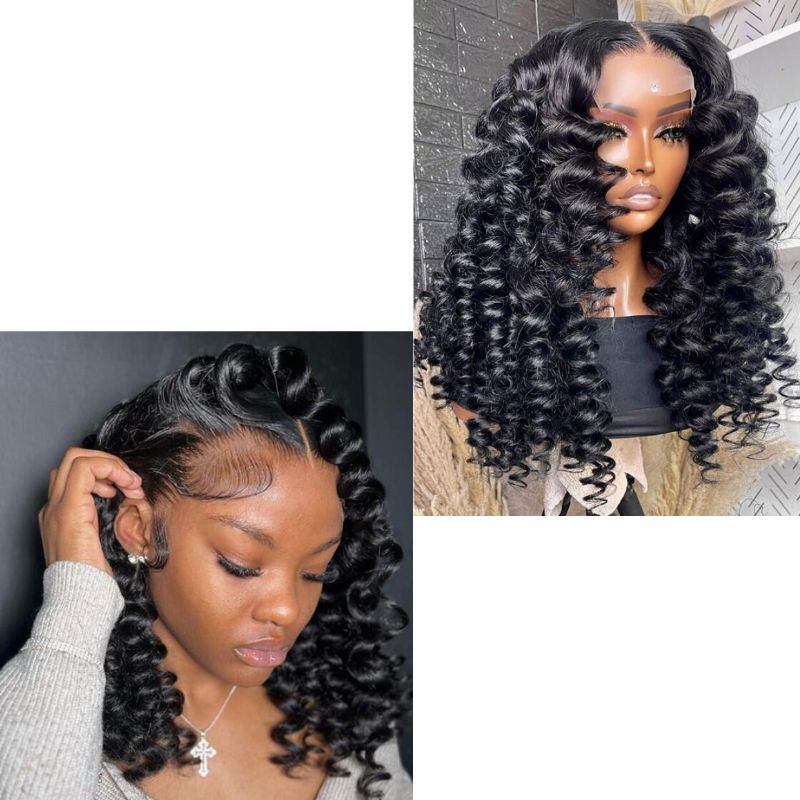 13x6 Lace Front Wig Loose Deep Curly Brazilian Human Hair Wigs 180% Density 13x4 Lace Wigs For Black Women Natural Color Natural Hairline with Baby Hair