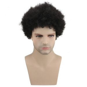 Human Hair Afro Curly Mens Toupee Hairpiece Wig Brazilian Remy Human Hair Short Kinky Curly None Lace Full Wig for Men (Nature Black) - Image 10