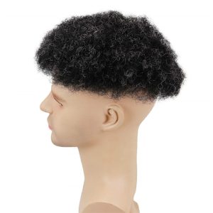 Human Hair Afro Curly Mens Toupee Hairpiece Wig Mono Base with Hard PU Reforced Color #1B Black 8x10 Men's Toupee Kinky Curly - Image 26