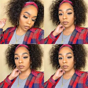 Headband Wig Deep Wave 18 inch Human Hair Wigs None Lace Front Wigs Virgin Hair Machine Made Wigs curly hair Headband for Black Women - Image 10