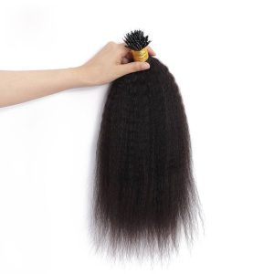 Kinky Straight I Tip Microlinks 100% Human Virgin Hair Weave Bundles Hair Extensions Pwigs - Image 3