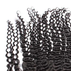 Kinky Curly Peruvian Human Hair Ear To Ear Lace Frontal Closure Hair extensions 13x4inchs Natural color - Image 5