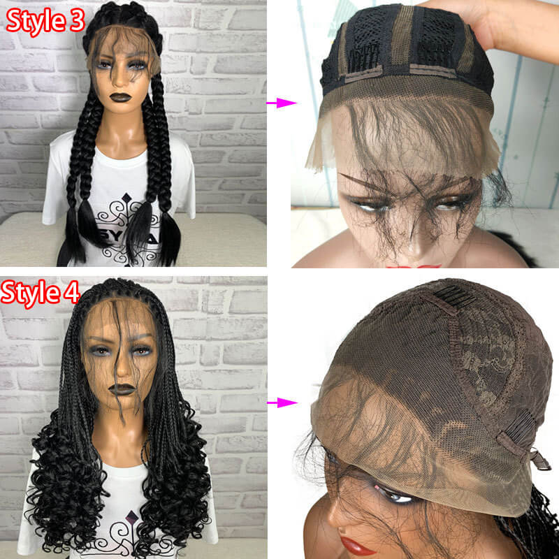 Black Braided Synthetic Lace Wigs High Temperature Fiber Hair Lace Front Wig Long Braided Box Braids Twist Wigs For Women - Image 7