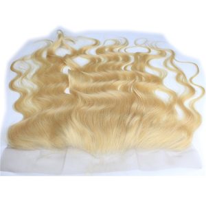 13x4 Full Lace Frontal Closure 130% Density Body Wave Free Part Brazilian Human Hair Full Lace Closure Bleached Knots with Baby Hair #613 Blond - Image 5