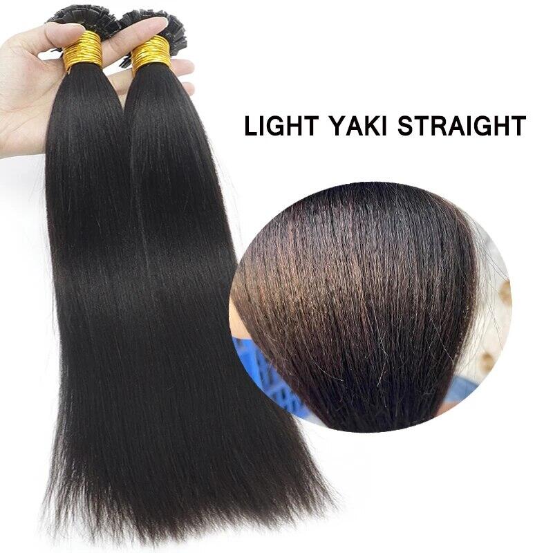 Coarse Yaki Straight Flat K Tips Microlink Hair Extensions Yaki K Tip Human Hair Extensions 12A Virgin Hair Extensions - Image 4