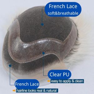 Pwigs Toupee For Men 1BT60 European Human Hair Mono Net PU Around Replacement System Mens Hairpieces - Image 9