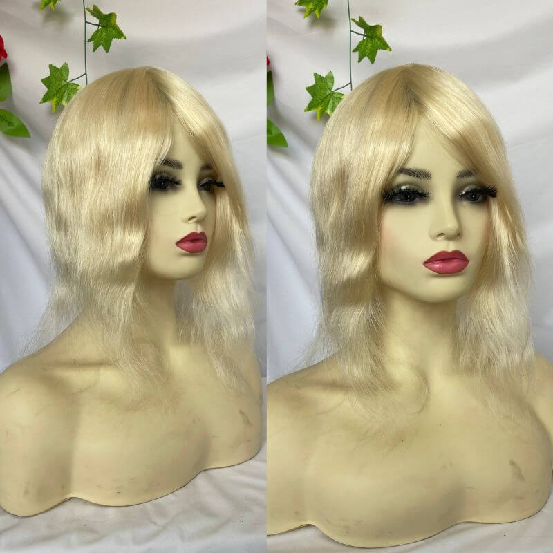 Human Hair Wigs Blonde Color Full Skin Pu Base 12 Inch For Women 8x10 613 Blonde Color Thin Skin Base Hair For Men 12 Inch - Image 2