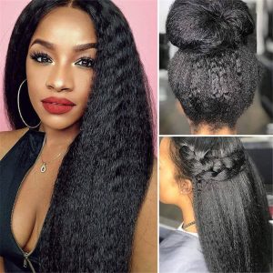 5X5 Hd Lace Closure Wig Kinky Straight Natural Hairline Pre-Plucked Fast Shipping For Women - Image 3