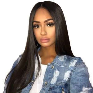 Straight Lace Front Wigs Baby Hair Natural Black Human Hair Unprocessed Hair Bleached Knots Pre-Plucked Natural Hairline