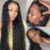 Water Wave 13*6 Hd Transparent Lace Front Wig Human Hair Wet And Wavy Wigs Pre Plucked For Sale