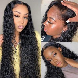 Water Wave 13*6 Hd Transparent Lace Front Wig Human Hair Wet And Wavy Wigs Pre Plucked For Sale