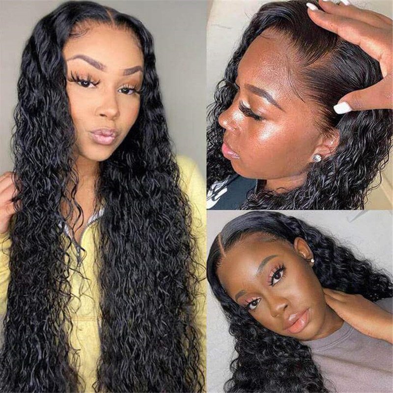 Water Wave 13*6 Hd Transparent Lace Front Wig Human Hair Wet And Wavy Wigs Pre Plucked For Sale