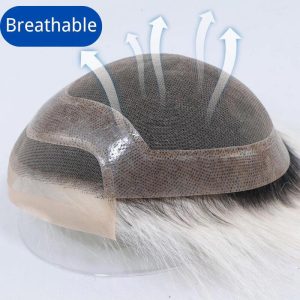 Pwigs Toupee For Men 1BT60 European Human Hair Mono Net PU Around Replacement System Mens Hairpieces - Image 8