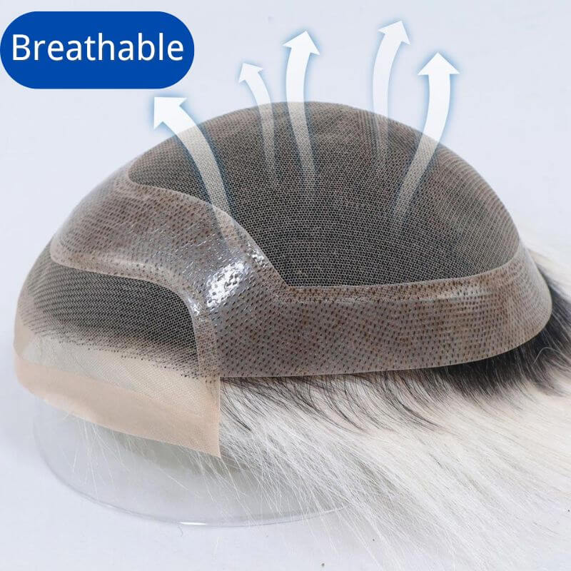 Pwigs Toupee For Men 1BT60 European Human Hair Mono Net PU Around Replacement System Mens Hairpieces - Image 8