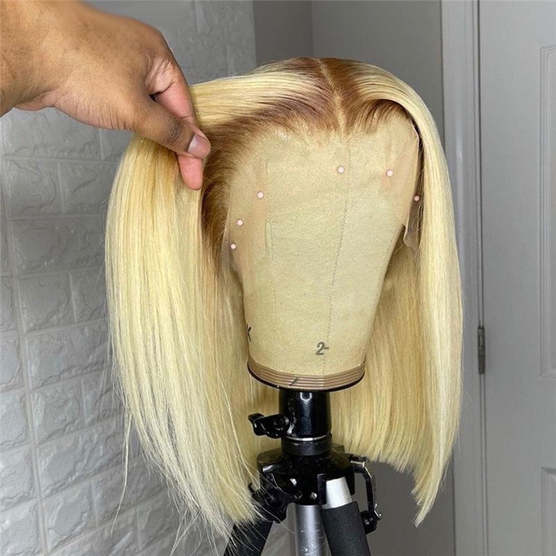 Ombre Blonde Lace Front Wig Human Hair Brazilian Remy HD Lace Closure Wig Transparent Lace Wigs For Women T4/613 Human Hair Wigs - Image 2