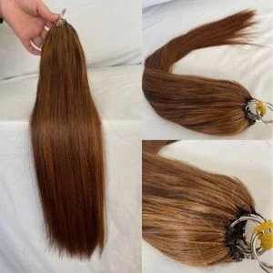 Pwigs 200pcs/Bundle Feather Line Hair Extensions 100% Camodian Human Hair Extensions Long Straight 18-24inch Invisable Installation Brown Color