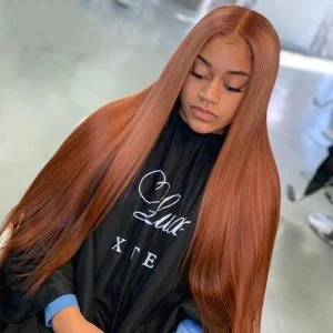 Alternative view of Rich Copper Red WigsColored Silky Straight Brazilian Human Hair 13X4 Lace Front Wig Pre Plucked 100% Human Hair Wigs For Women