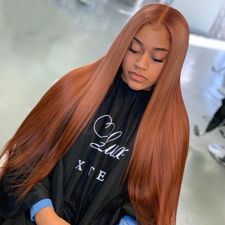 Rich Copper Red WigsColored Silky Straight Brazilian Human Hair 13X4 Lace Front Wig Pre Plucked 100% Human Hair Wigs For Women - Image 2