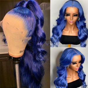 Straight Blue Lace Front Human Hair Wigs For Black Women 150% Density Remy Malaysian Lace Frontal Wigs Pre Plucked Closure Wig - Image 3