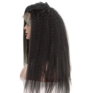 Alternative view of Wholesale Lace Wigs Human Hair Wig Bleached Knots Peruvian Human Hair Kinky Straight Lace Wig Natural Color