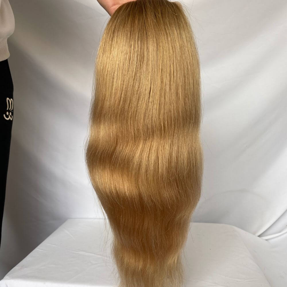 Silky Straight Wave 12 Inch Long Human Hair Toupee for Men 8x10 Hairpieces Human Hair Mens Toupee Mono Net with PU around Ombre Ash Blonde Color - Image 8