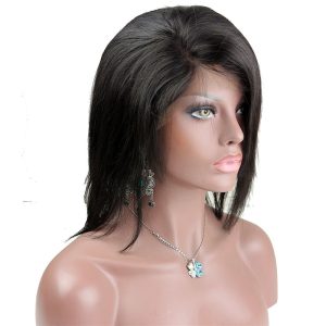 Short Human Hair Wigs Front Lace and Full Lace Wig with Bangs in Front Side Part 8-16 - Image 3