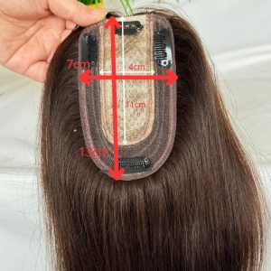 Brown 7x13cm Silk Base Human Hair Topper With Clips In Silk Top 100%  Cambodian Human  HairToupee for Women Hairpiece - Image 6