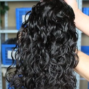 Alternative view of Malaysian Human Hair Extensions Weave Water Wave 4 Bundles Natural Color