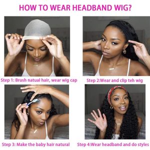 Headband Human Hair Wigs 180% Density Water Wave Curly None Lace Front Wigs for Black Women Glueless Deep Wave Machine Made Wigs - Image 7