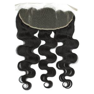 Alternative view of Body Wave 3 Bundles With Lace Frontal(13X4) 8A Unprocessed Human Hair bundles with ear to ear Lace closure Natural Color