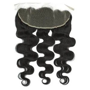 Alternative view of Body Wave 3 Bundles With Lace Frontal(13X4) 8A Unprocessed Human Hair bundles with ear to ear Lace closure Natural Color
