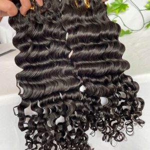 Alternative view of Burmese Curl Indian Virgin Pwigs Human Hair Bundles Weft Hair Weave Bundles 10A Hair Curly Human Hair Extensions