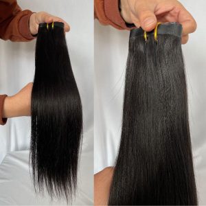 Straight Tape Clips Hair Extensions 100% Peruvian Human Raw Adhesive Double Siding Clips Remy Hair 120g