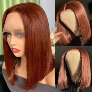 Alternative view of Indian Hair Human Hair 33 Reddish Colored  Lace Front Bob Wig
