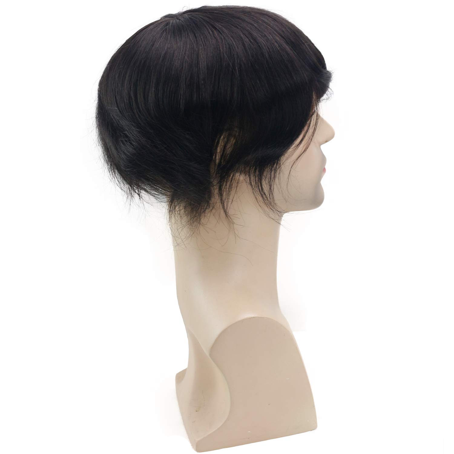 Toupee for Men Hair Unit Wig for Men Mono Lace Men's Wig Man Toupee Real Human Hair Pieces Men1B Off Black Color Man Hair7x9inch - Image 6
