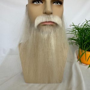 Fake Beard Swiss Lace Fake Beard And Moustache Real Human Hair Handmade Light Beard For Men Invisible Beards For Man White Color