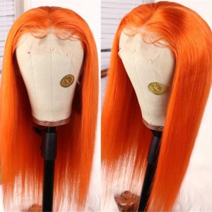 Fashion Peruvian Hair Lace Front Fall Orange Color Styled Wig