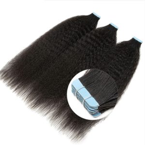 Kinky  Straight Hair Tape In Hair Extensions Brazilian Remy Tape Hair 40pcs For Black Women Skin Weft Tape Glue In Hair Extensions - Image 4