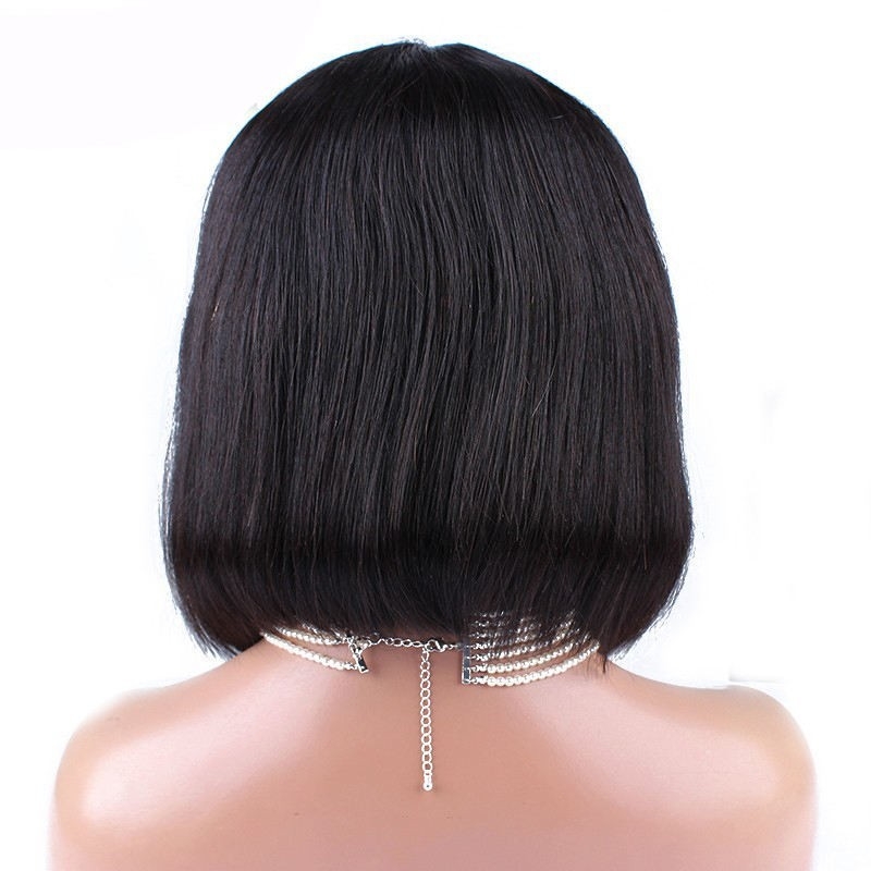 Short Black Bob Human Hair Straight Brazilian Remy Lace Front Wig 180% Density Hair Wigs Natural Baby Hair For Sale - Image 4