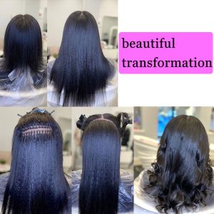 Coarse Yaki Straight I Tip Microlinks 100% Human Virgin Hair Weave Bundles Brazilian I Tip Hair Extensions - Image 5