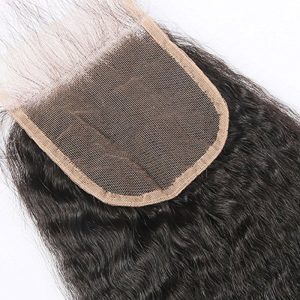 Mongolian Human Hair Kinky Straight Hair Bundles With Lace Closure 4pcs Mink Kinky Straight Hair - Image 2