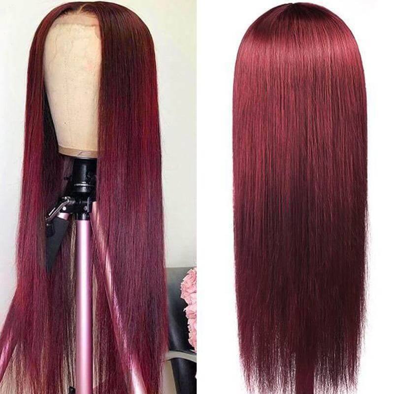 99J Straight/Body Wave 13X4 Burgundy Hd Lace Front Pre Plucked Colored Human Hair Wigs For Women - Image 6