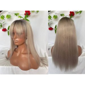 Ombre Grey Sliver Lace Front Wig Human Hair 150% Straight Grey Human Hair Wig Brazilian Ombre Remy Human Hair Wigs Silver Gray Lace Front Wig - Image 4