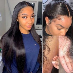 Alternative view of 13*4 Hd Lace Front Wigs Straight Human Hair Pre Plucked Glueless Frontal Wig For Women